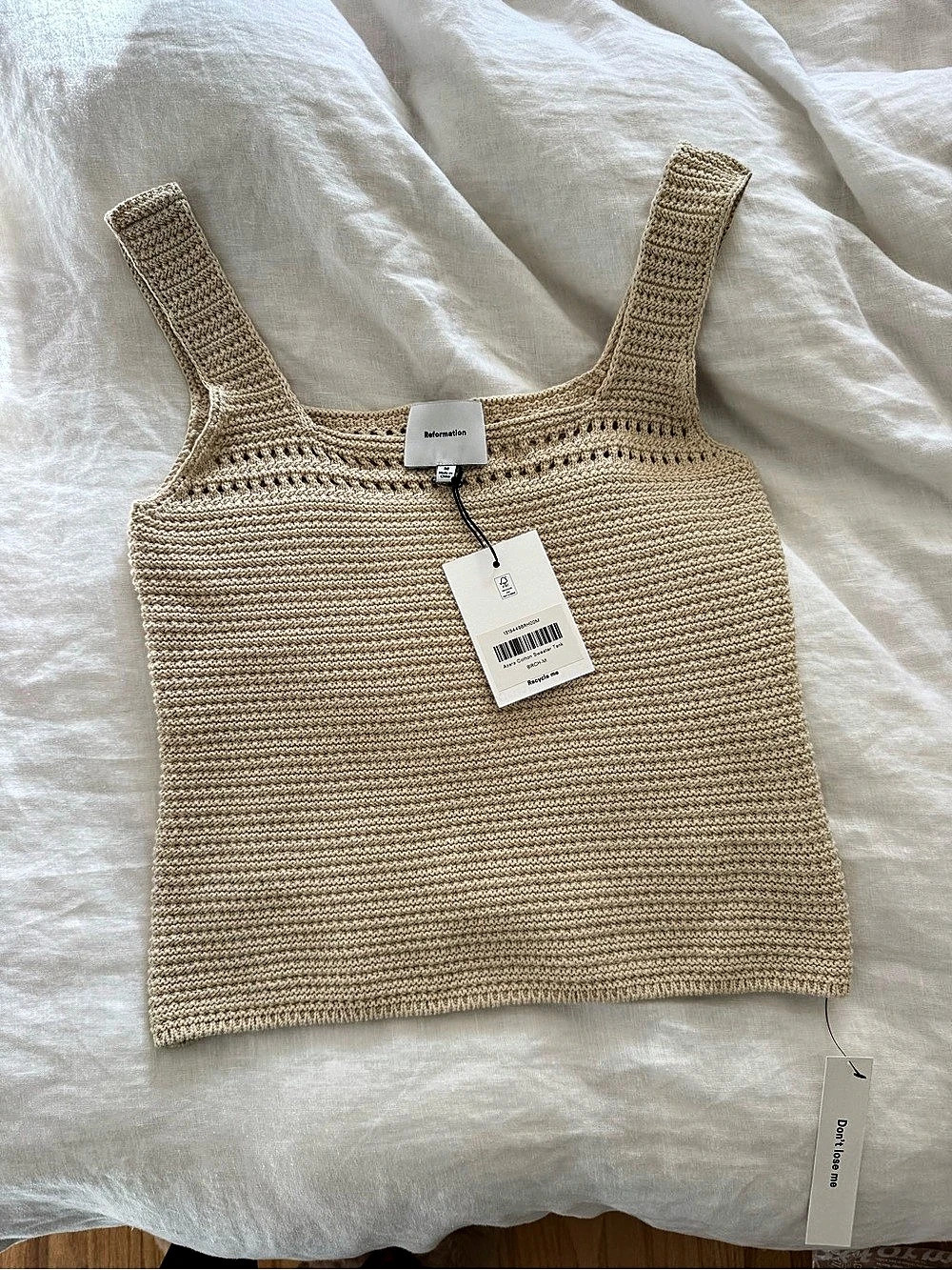 Reformation Azara Cotton Sweater Tank Cotton Sweater Tank in Beige Size Medium